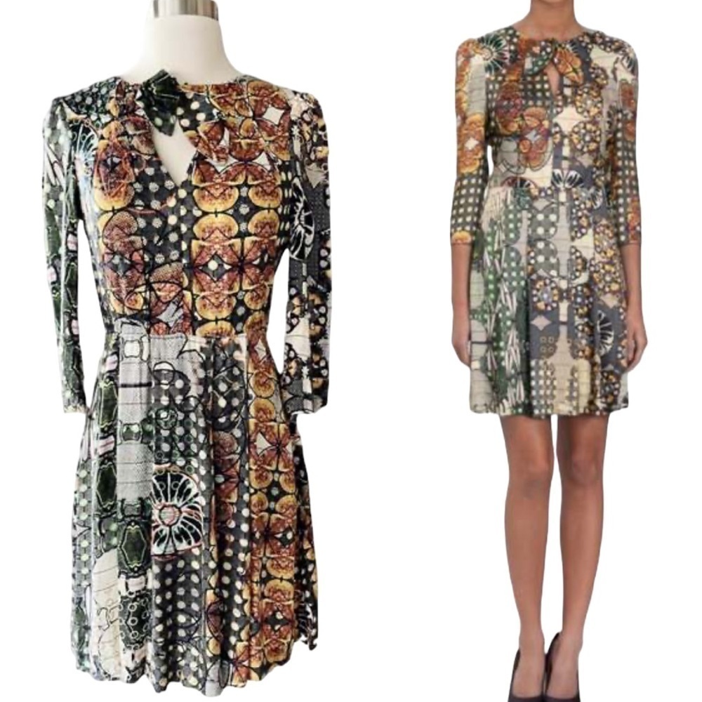 & Other Stories African Mood Dress Multicolour A-Line 3/4 Sleeve Size Small - 6